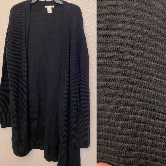 H&M Women’s Long Sleeved Ribbed Knit open front Cardigan mid weight block S - Picture 1 of 9
